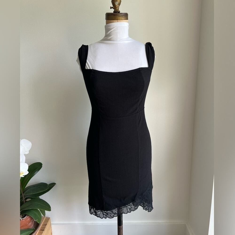 Intimately Free People Black Lace Hem Off The Shoulder Bodycon Dress Size XS